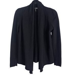 Aqua Cashmere Womens XSmall XS Black Cashmere Draped Open Front Cardigan Sweater